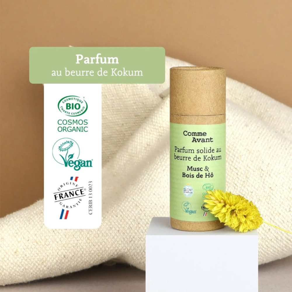 Parfum Solide au Beurre de Kokum pour Homme - Musc & Bois de Hô