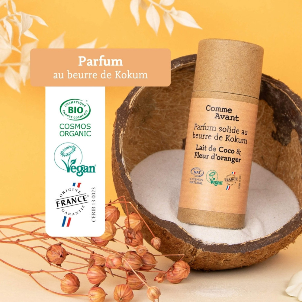 Parfum Solide au Beurre de Kokum pour Femme - Lait de Coco & Fleur d'Oranger