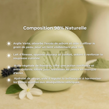 Nettoyant Visage Solide Doux Fleurs de Jasmin- Régulateur, anti imperfections, acné.