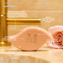 Shampoing  Solide Hydratant Sans Sulfate Rose - Cheveux Mixtes et Anti Cheveux Secs