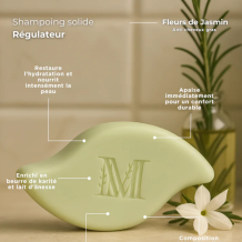 Shampoing Solide Régulateur Sans Sulfate - Anti Cheveux Gras - Fleurs de Jasmin
