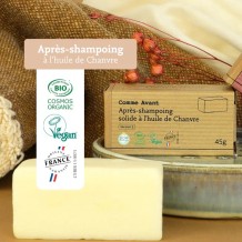 Après-shampoing solide à l’huile de chanvre (lait de coco e…