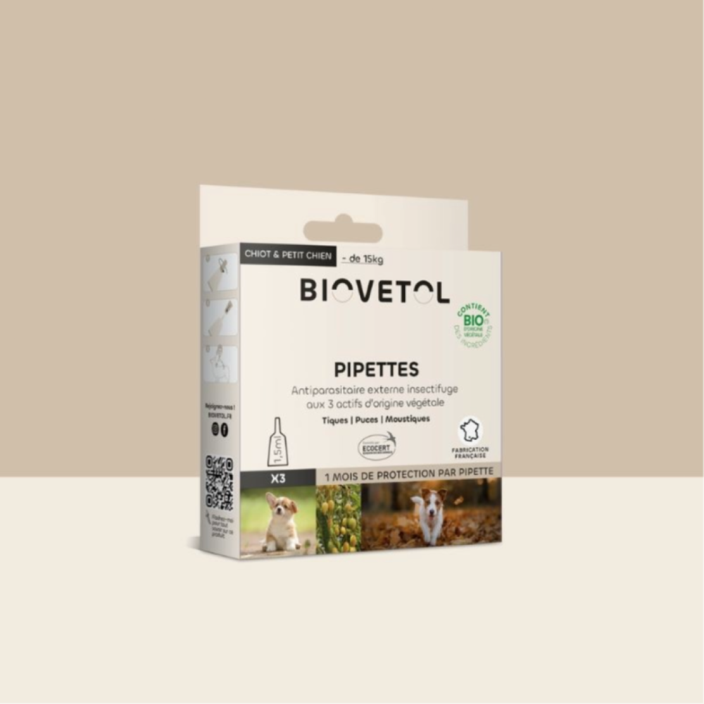 Pipettes Chiot/Petit Chien 1,5ml (x3) Bio